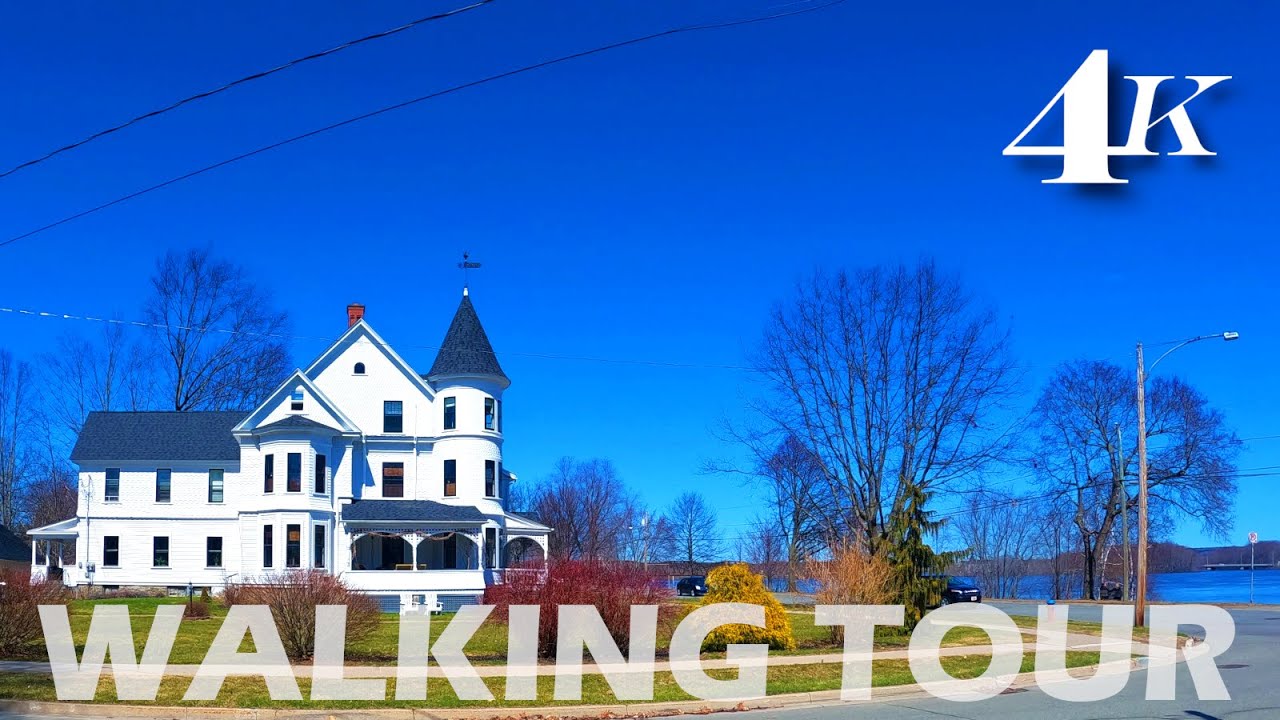 4K Rainy Fredericton Walking Tour New Brunswick | Binaural Umbrella Sounds ASMR | Canada