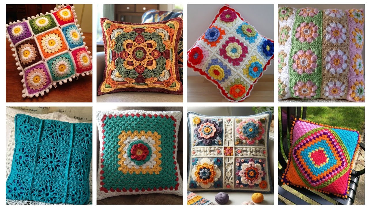 Beautiful and stylish crochet cushion designs #unique new pillows covers ideas