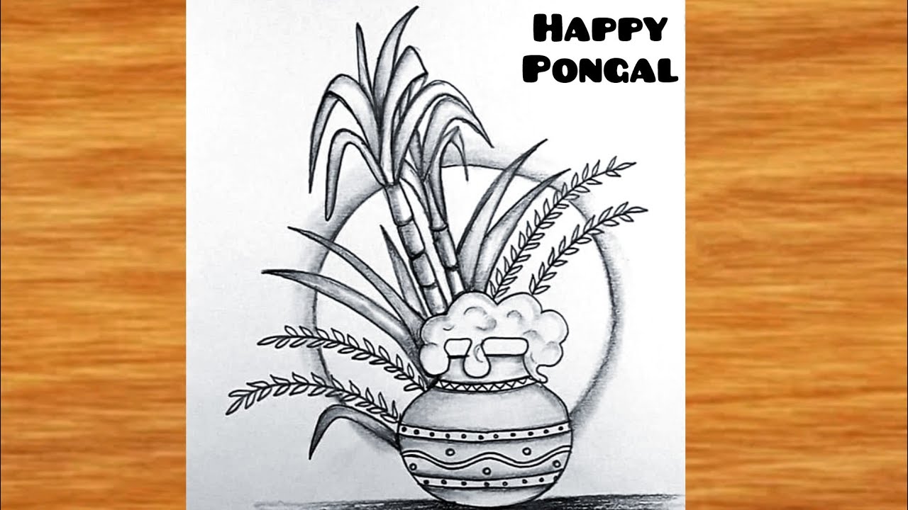 Pongal Drawing Easy /Pongal Festival Drawing /Pongal pot Drawing /Happy Pongal Festival drawing easy