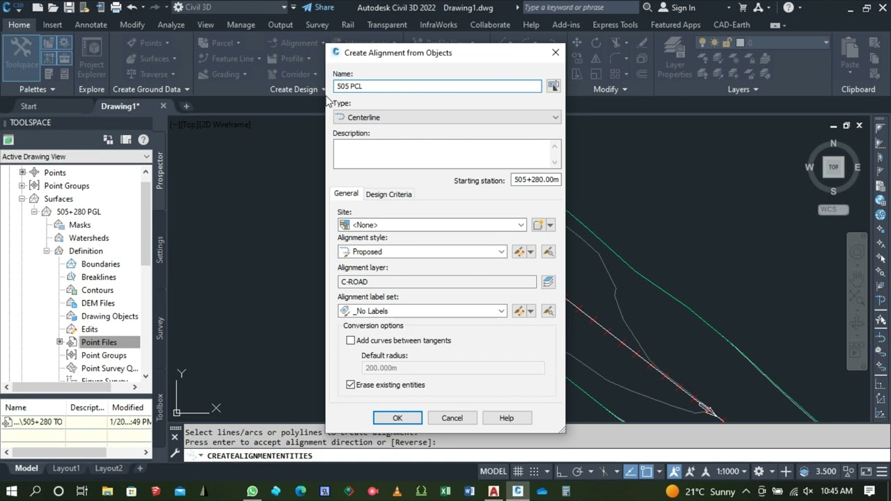 How to get elevation from surface as per existing chainage on civil 3d