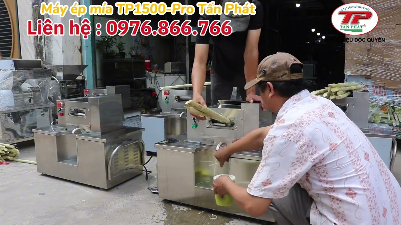 Máy Ép Nước Mía Công Suất Lớn TP1500-Pro Tấn Phát ép nhiều cây mía- sugarcane machine 0976.866.766