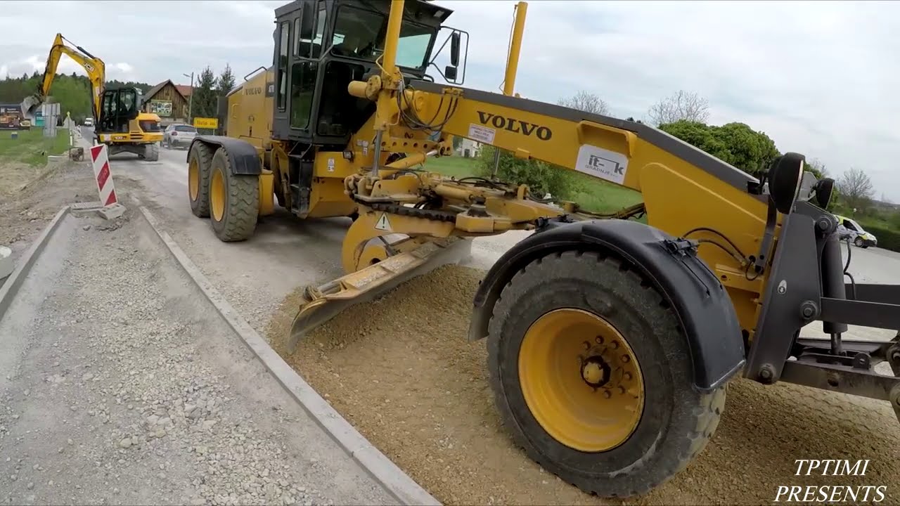 Motor Grader Grading With A Lot Of Gravel