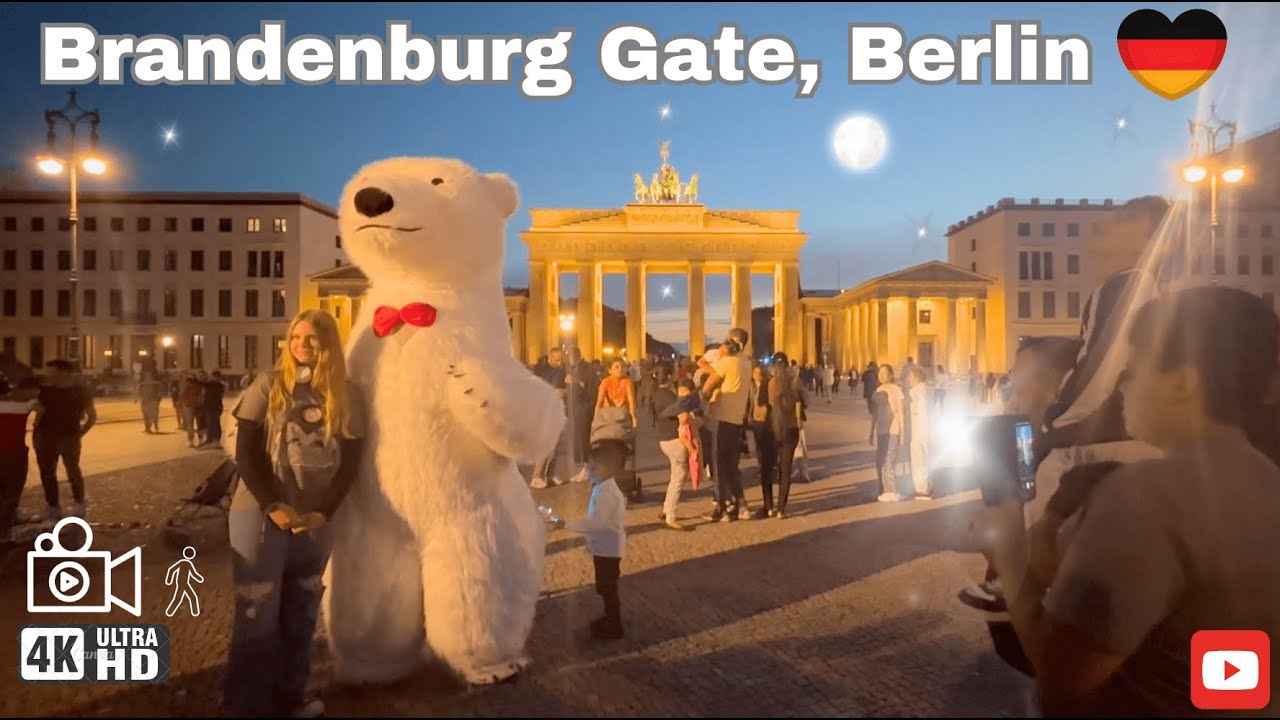 Brandenburger Tor, Berlin -🇩🇪 Germany [4K HDR] Walking Tour | Summer Late Night City Walk Experience