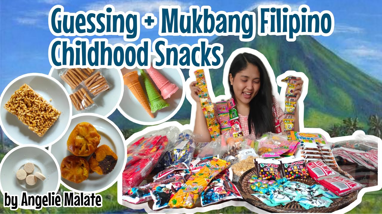 GUESSING+MUKBANG FILIPINO CHILDHOOD SNACKS | Angelie Malate