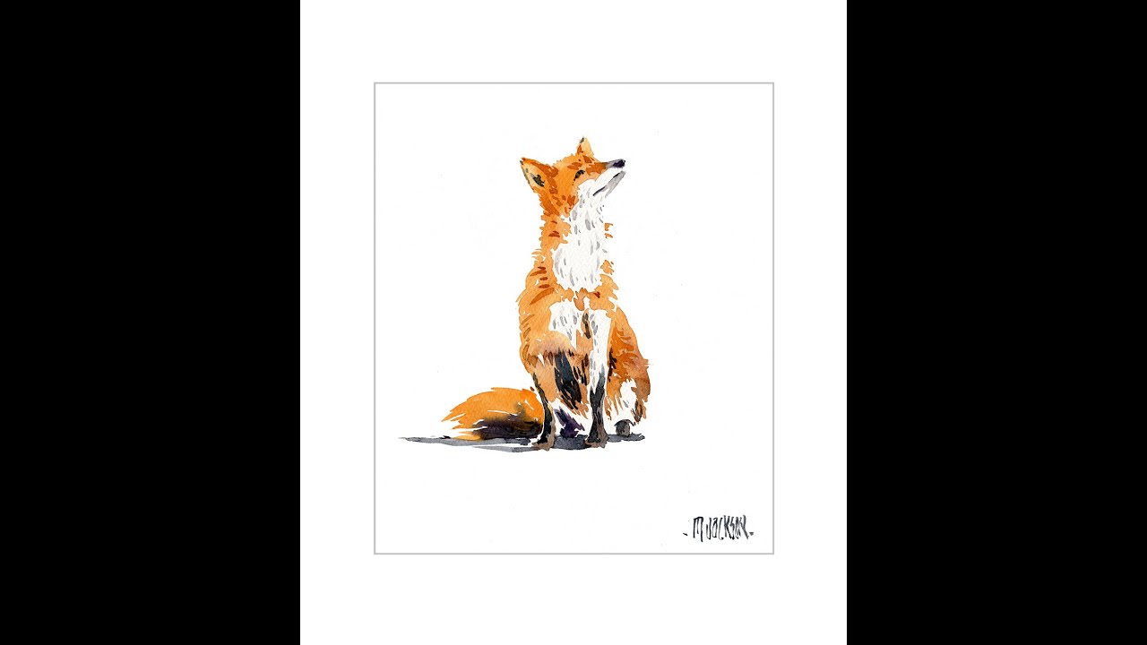 Fox watercolour with no guidelines