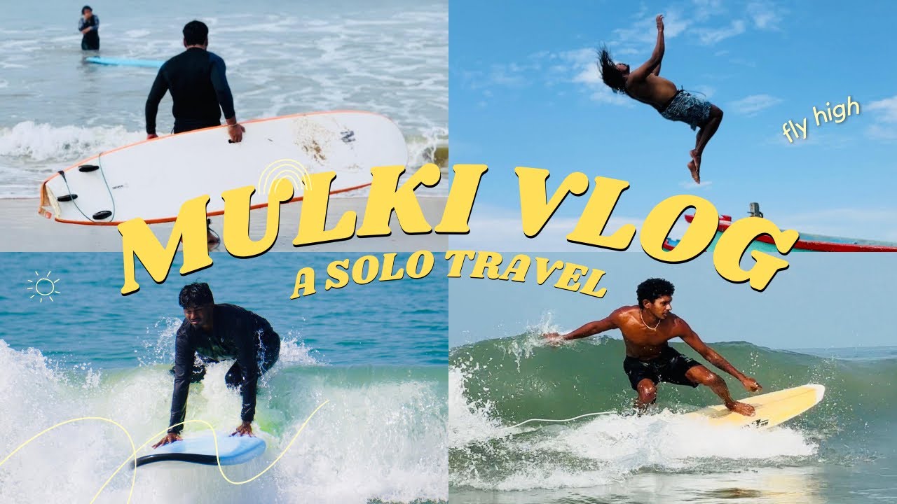 Solo Bike Trip to Mulki || Level 1 Surfing Course at Aquatic Indica Surf School || Travel Vlog