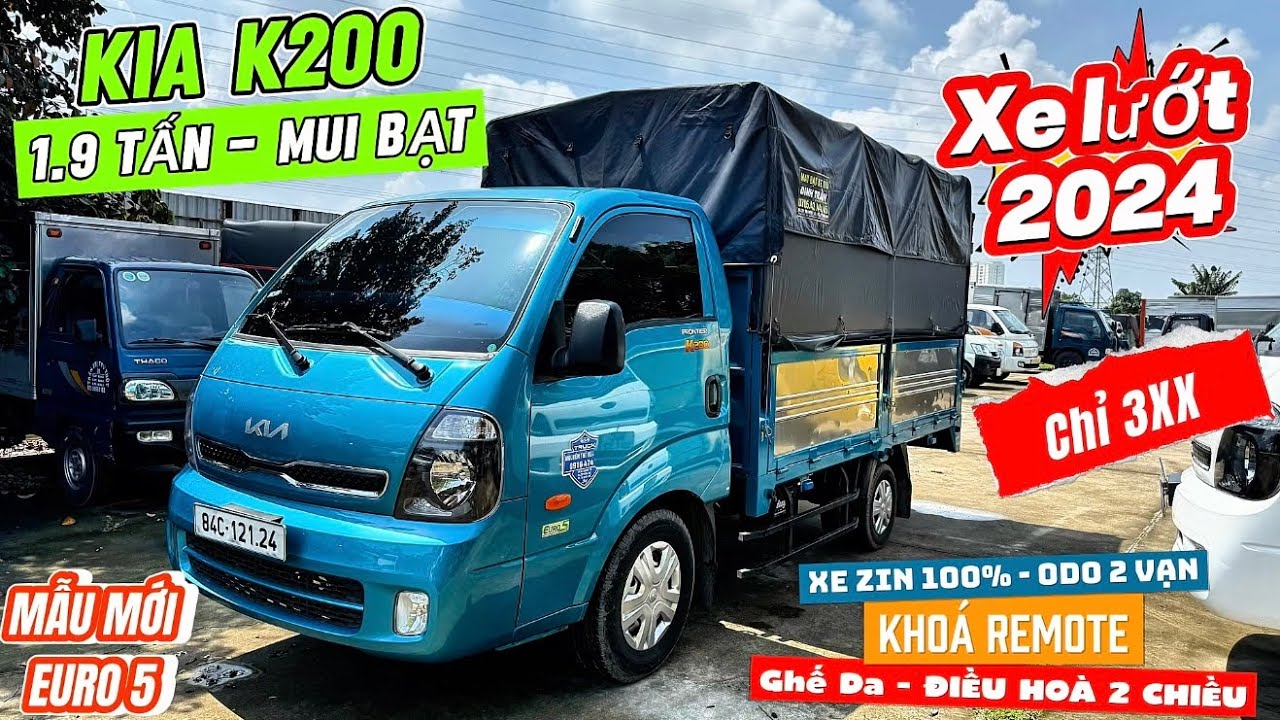 SIÊU PHẨM XE TẢI KIA K200 MẪU MỚI EURO 5 | XE LƯỚT MUA T12/2024 | THÙNG MUI BẠT - 1.9 TẤN | RIN 100%