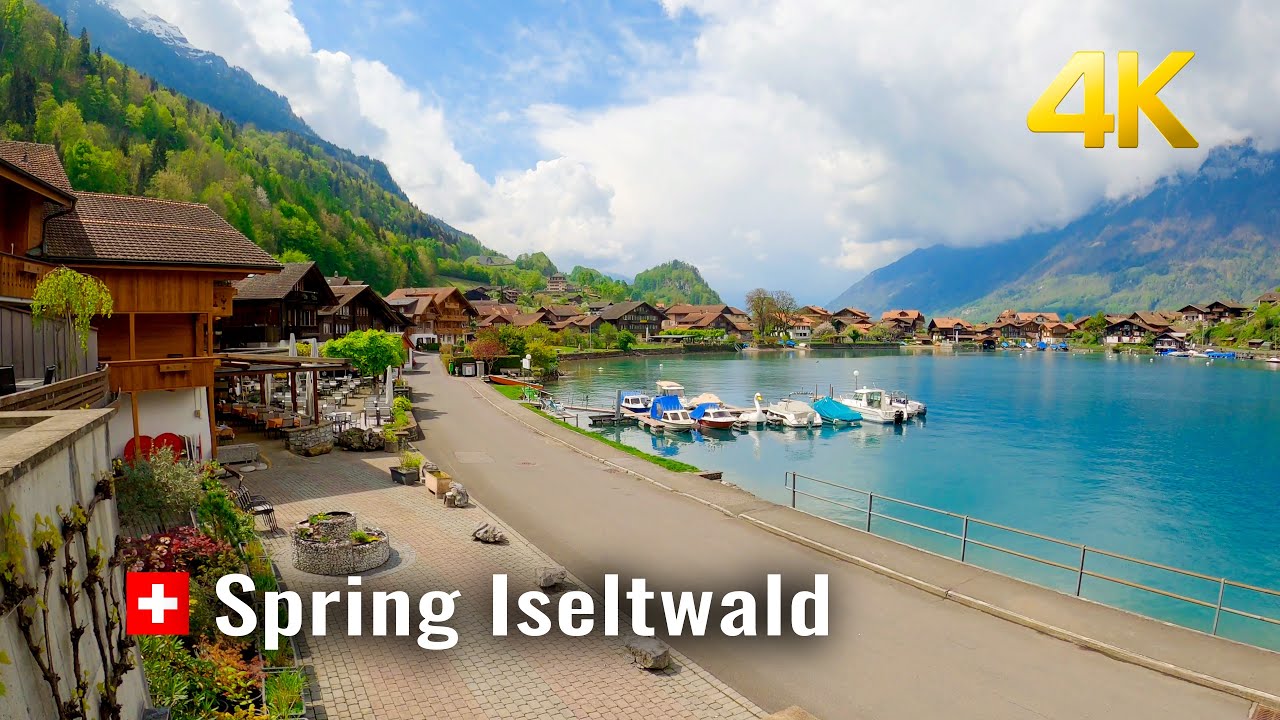 Switzerland 🇨🇭 Iseltwald Spring walk, a gem located on Lake Brienz, Iseltwald Switzerland 4K