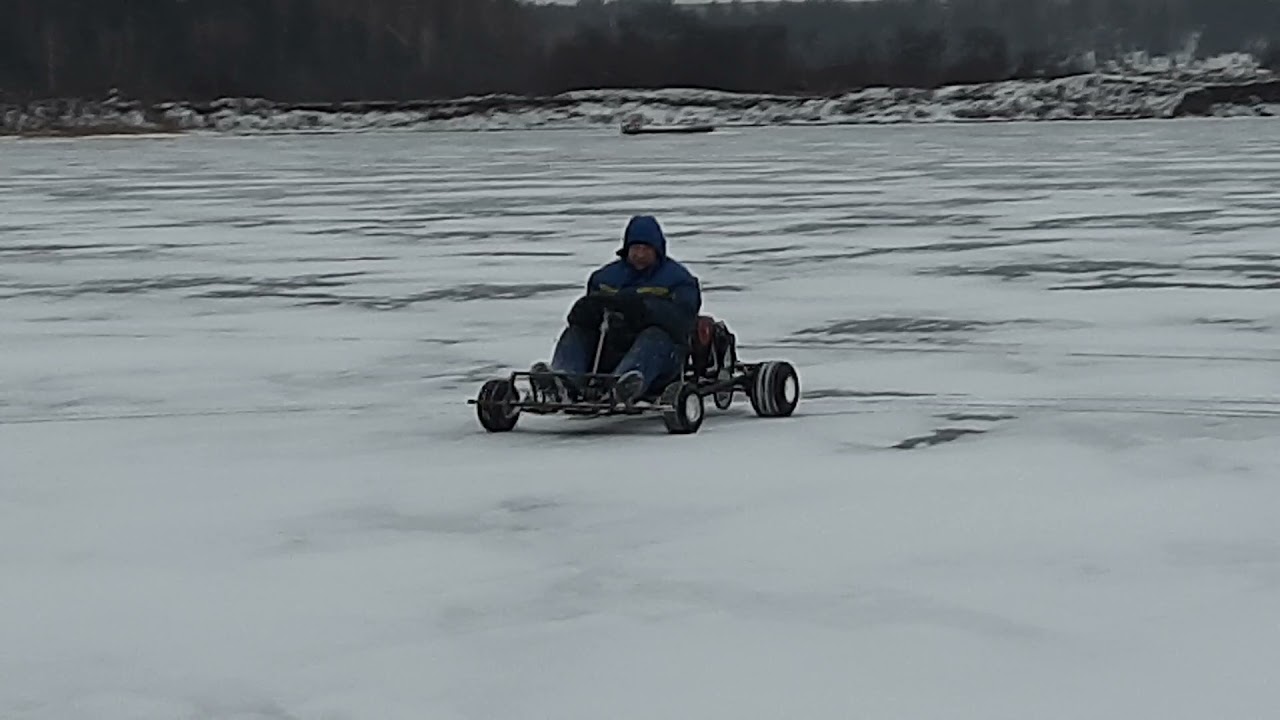 карт самодельный лифан 9 лс с вариатором! покатушки по первому льду