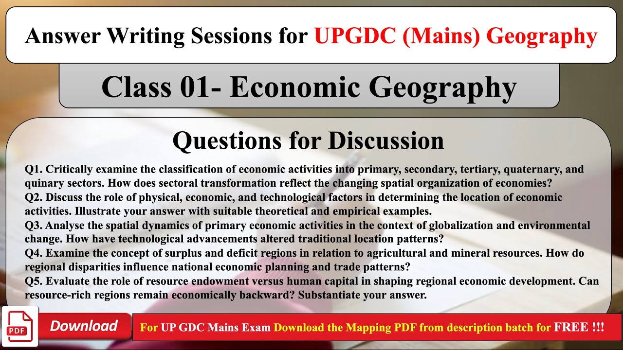 Economic Geography l Primary, Secondary & Tertiary Activities | UPGDC
