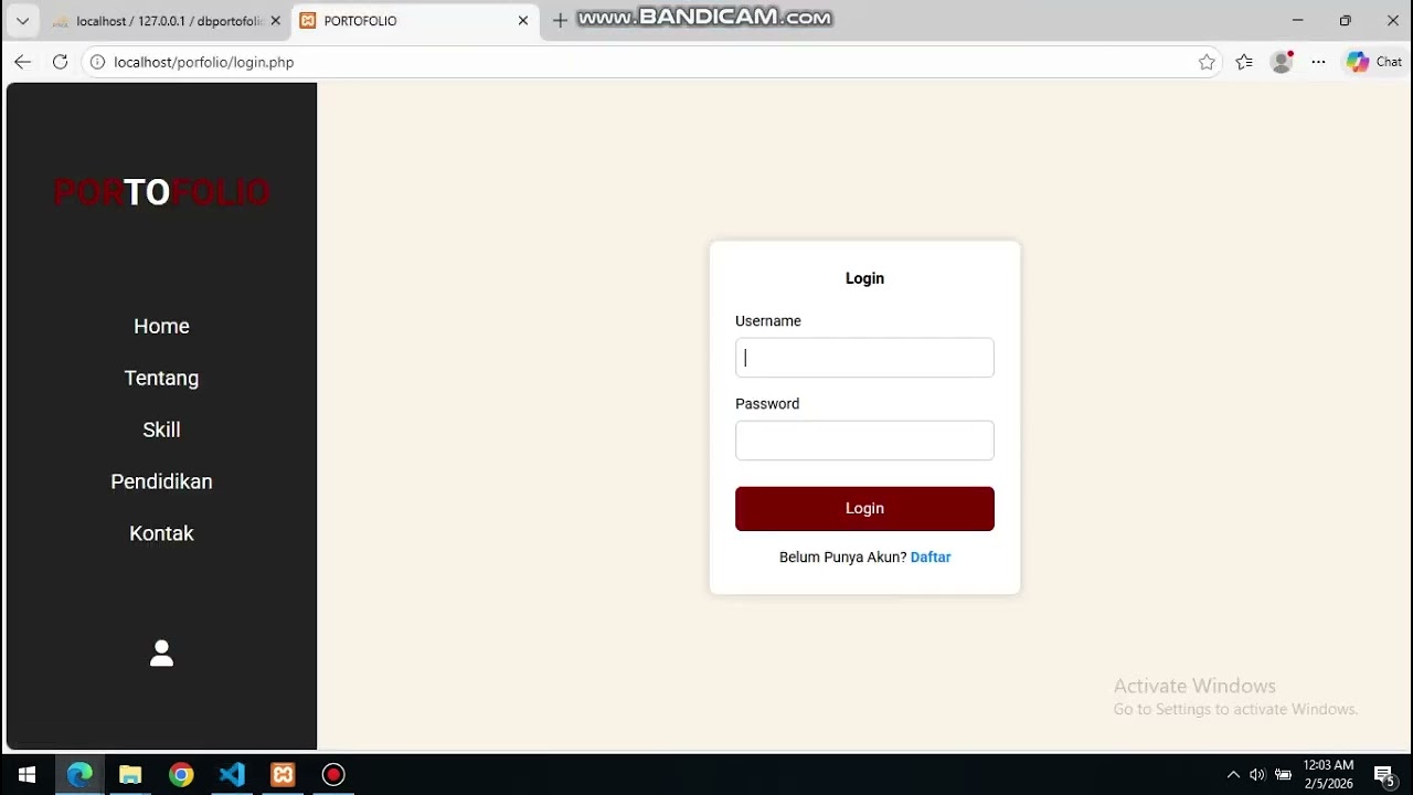 tugas3 IMPLEMENTASI PORTOFOLIO KE PHPMYADMIN