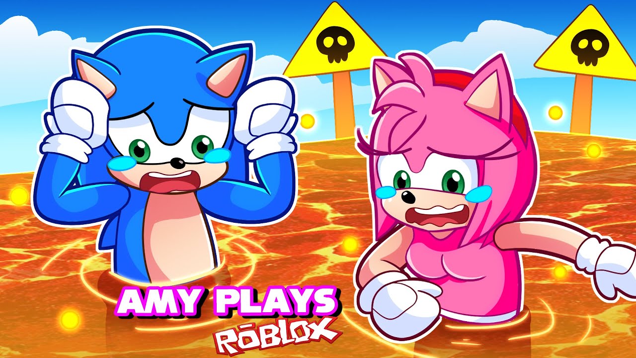 🩷 ESCAPE SCARY THE FLOOR IS LAVA WITH SONIC! | Amy Plays Roblox The Floor Is Lava