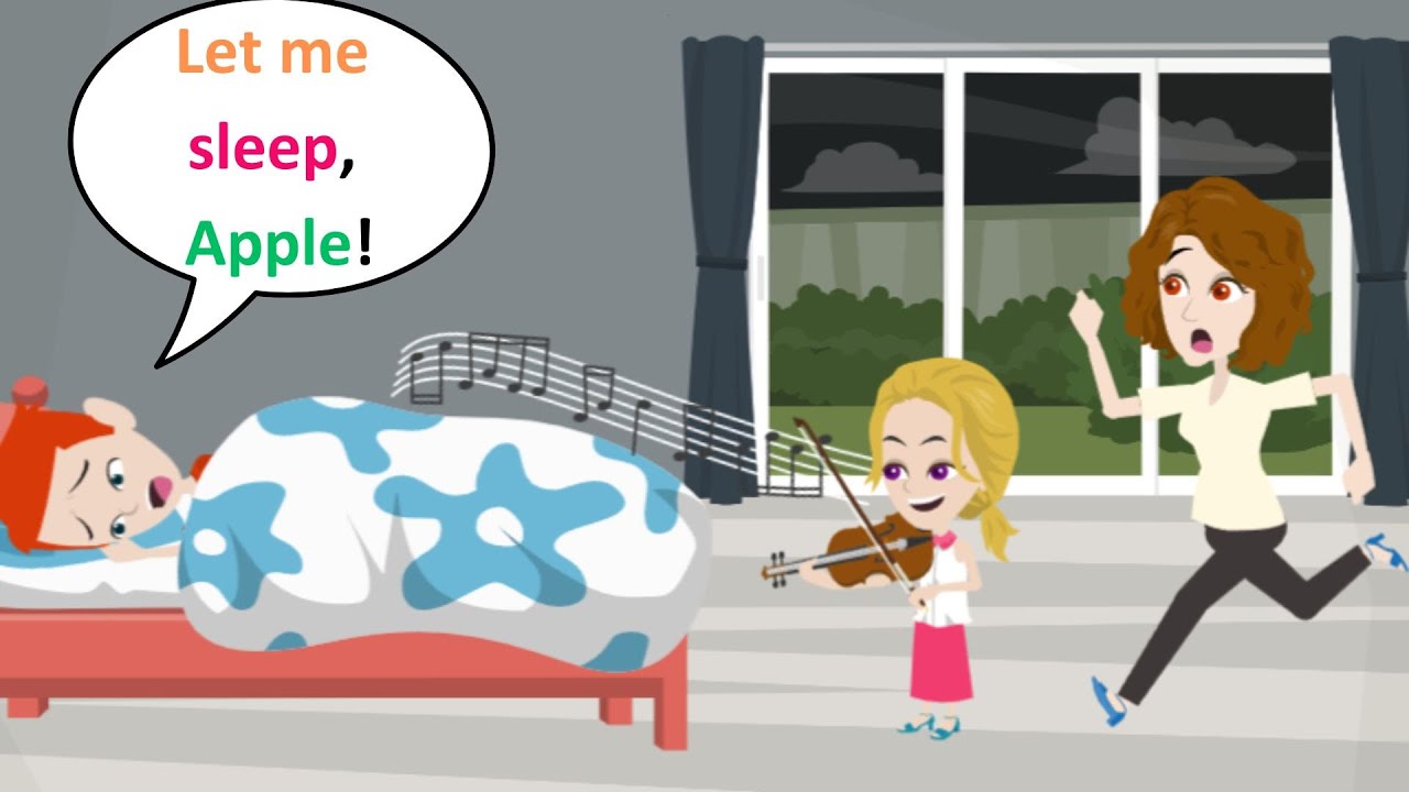 Please don't play violin at night, Apple - Animated English Funny Story - Lucas English