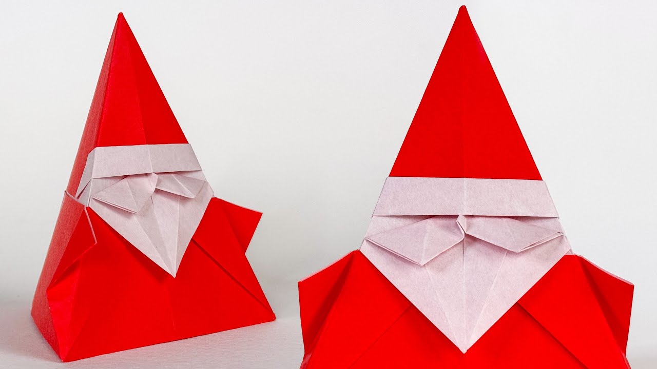 Origami Pyramid Santa - Easy Origami Christmas Santa Tutorial