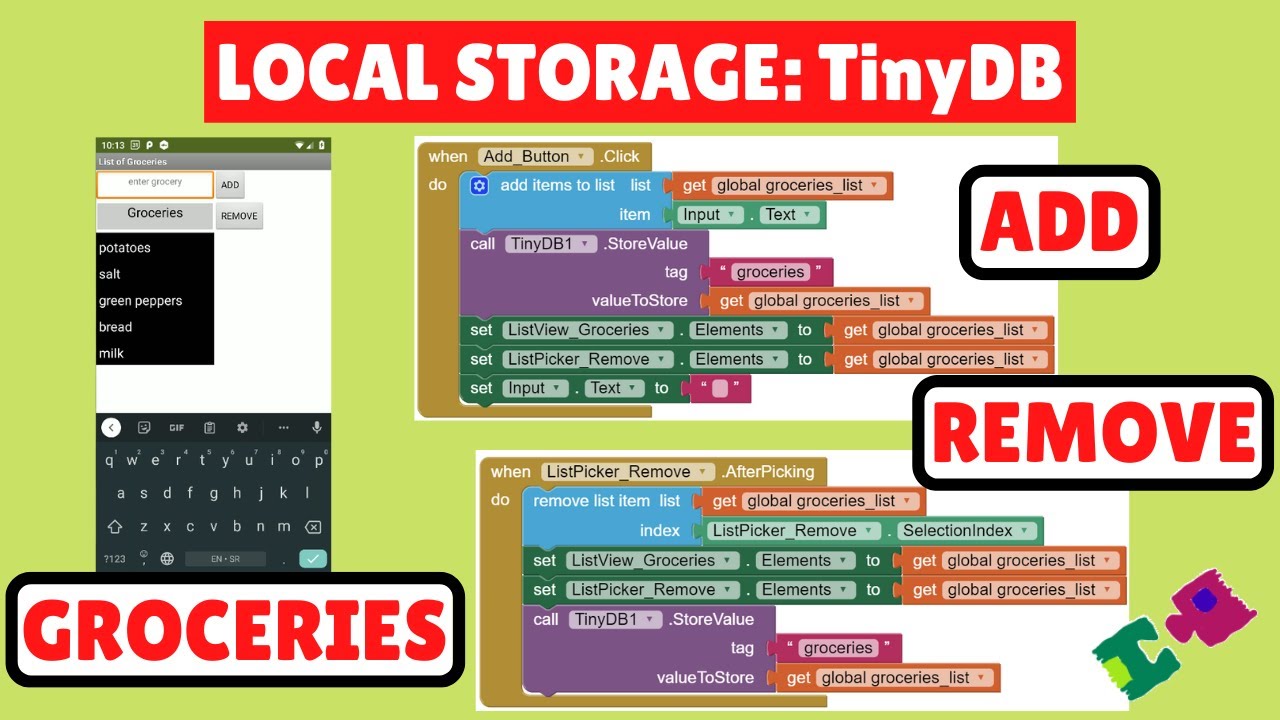 MIT App Inventor 2 Local Storage: TinyDB