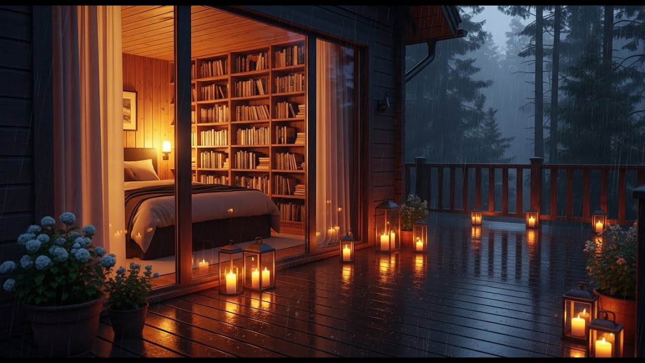 Night Rain at the Forest Cabin 🌲 | Natural Rain Sounds for Deep Sleep