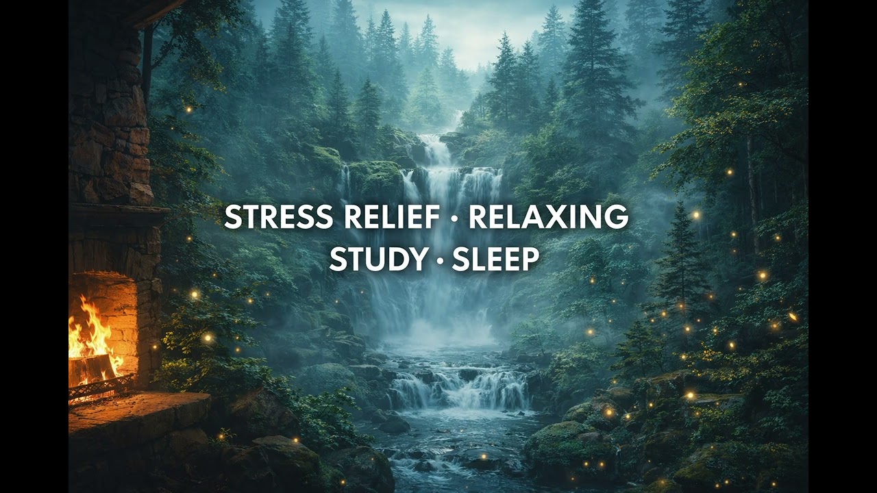 Stressed, Tired, Overthinking? 🌲This Calm Forest & Waterfall Ambience Helps You Relax, Study & Sleep