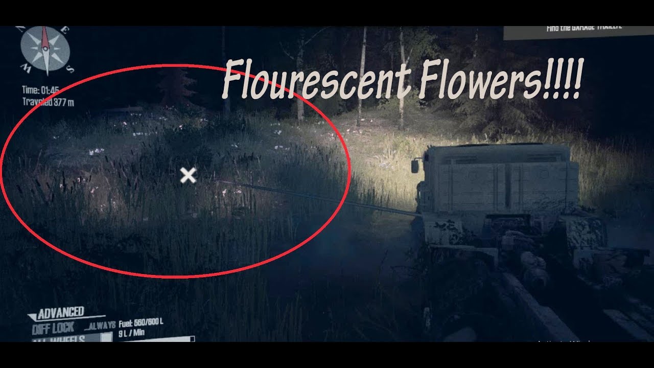 Mudrunner :  Challenge 3 |  Night Safari | fluorescent flowers location | Easy route | 3 star guide