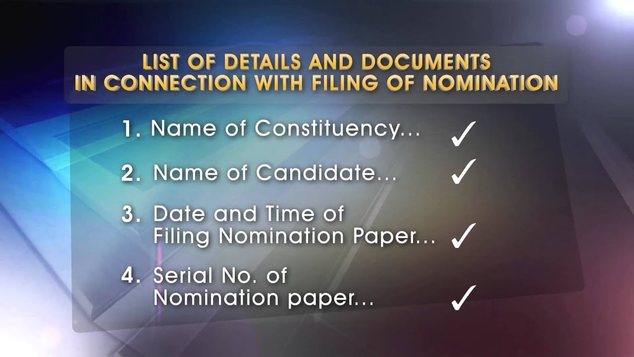 CHECK LIST FOR NOMINATION DOCUMENTS