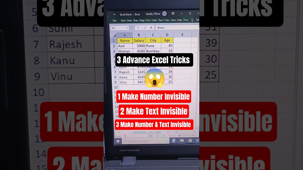 3 Advance Excel Tricks | Make Number Invisible | Make Text Invisible | Make Number & Text Invisible