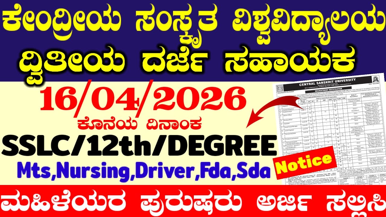 144 CSU Recruitment 2026- ಕೇಂದ್ರೀಯ ಸಂಸ್ಕೃತಿ ವಿಶ್ವವಿದ್ಯಾಲಯ ನೇಮಕಾತಿ : Latest Job Notification