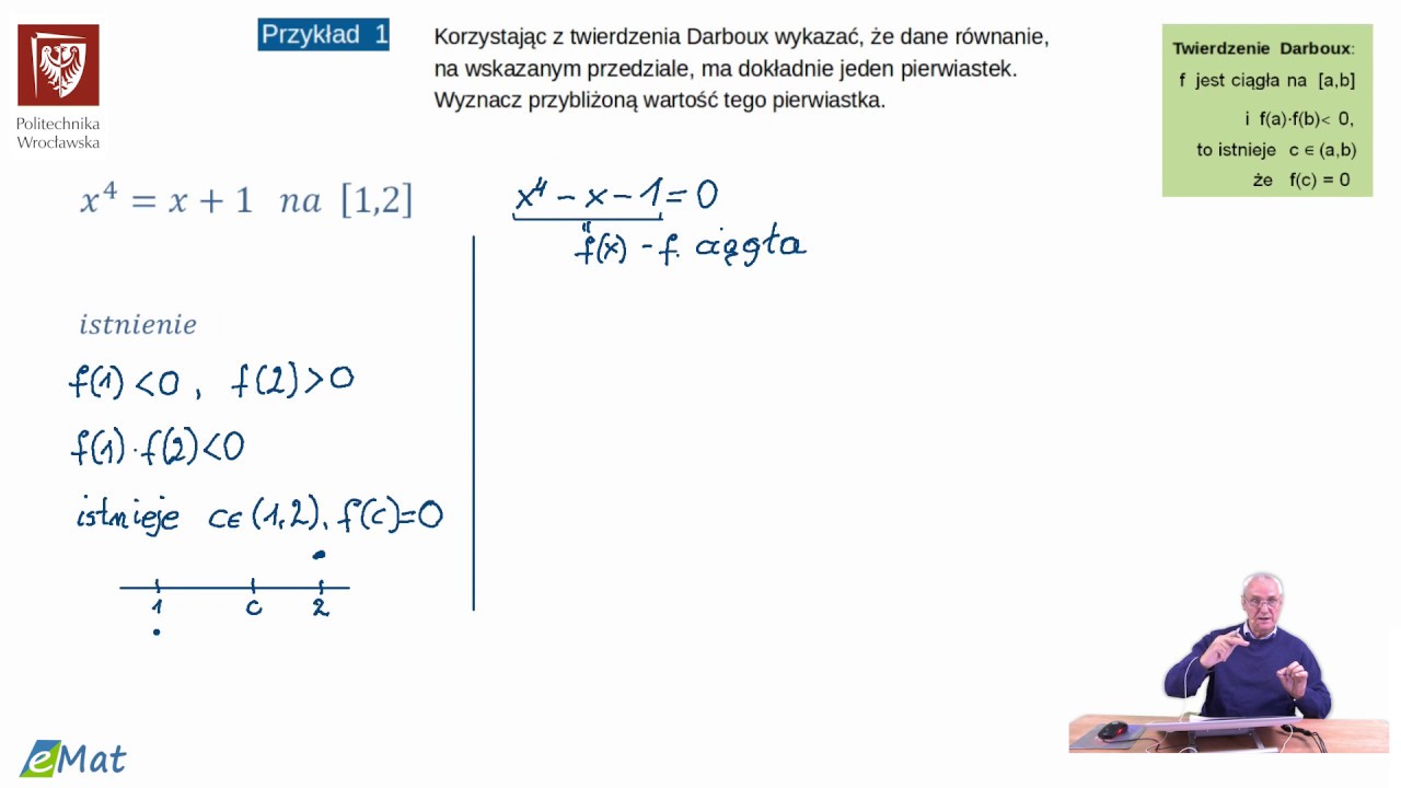 odc. 12  Twierdzenie Darboux - przybliżone rozwiązywanie równań