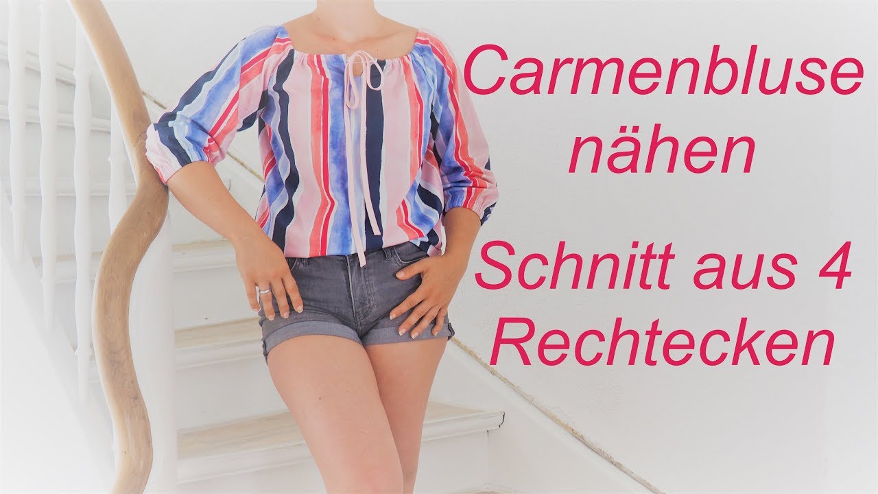 Carmenbluse nähen aus 4 Rechtecken - DIY - Bluse ohne Schnittmuster