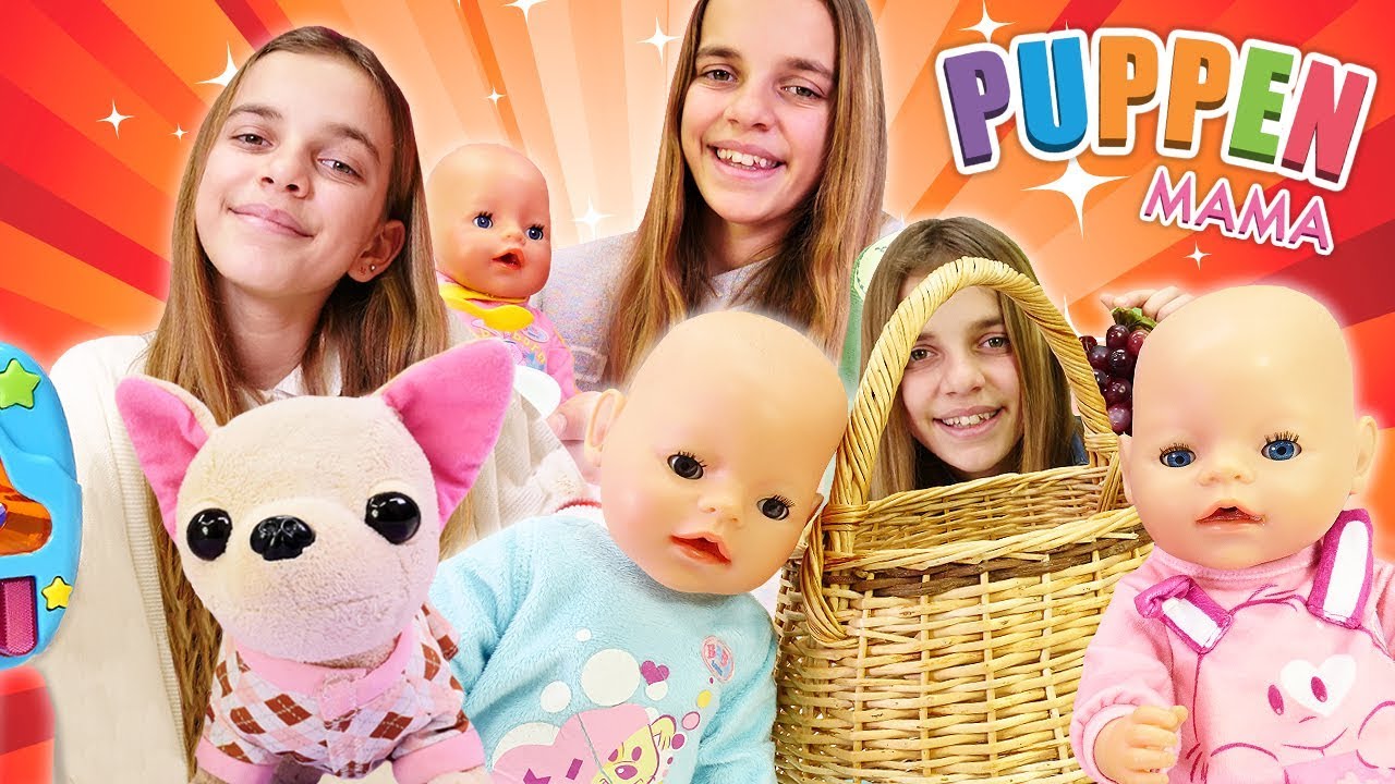 Spielzeugvideo für Kinder. Ein Tag mit Puppen Mama. 3 Folgen am Stück