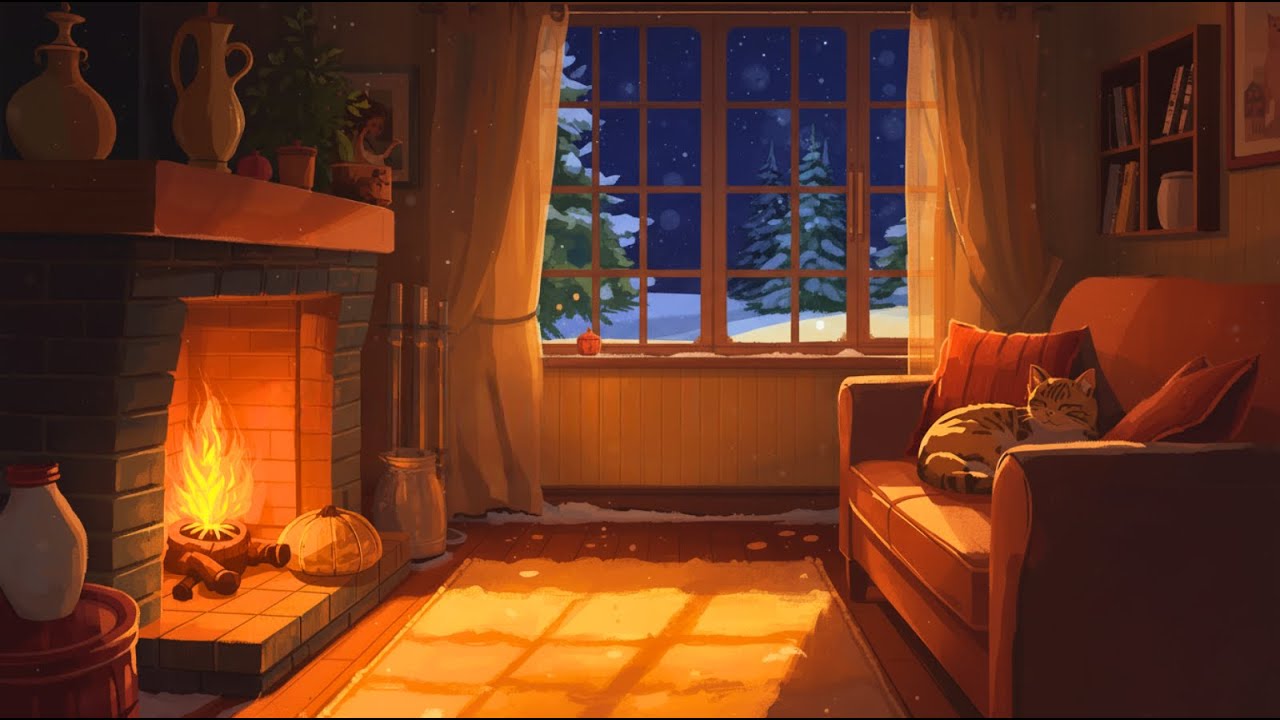 Cozy Fireplace Lo-Fi (Relax & Study) 🔥📚