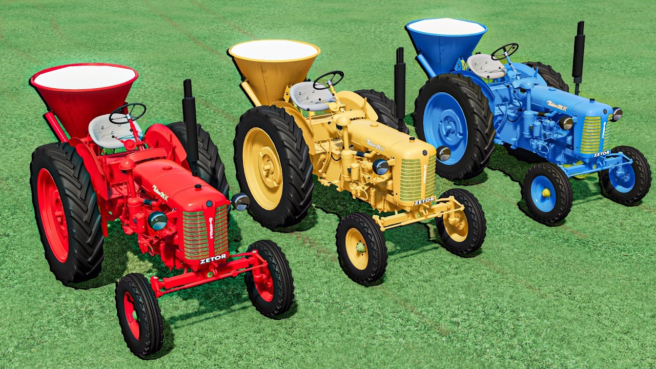 TRANSPORTING Mini Zetor TRACTORS to LIME WITH TANKER ! Work with Colors ! Tranport Trucks !