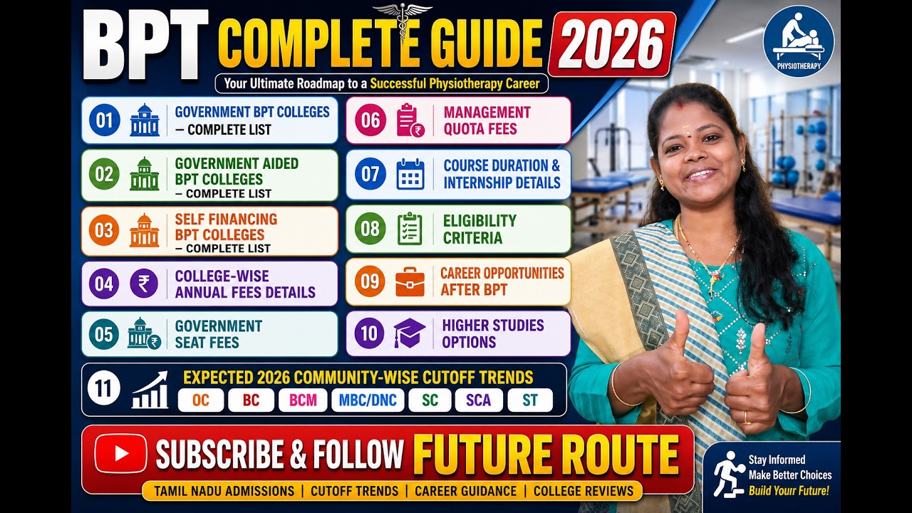 BPT Course Full Details 2026 | Fees, Colleges, Career Scope & TN Community Wise Cut Off Trends
