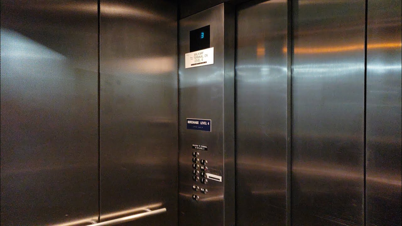 Huge Scenic Otis Elevonic 411 Traction Elevators (B) @ McNamara Parking Deck, Detroit Metro Airport