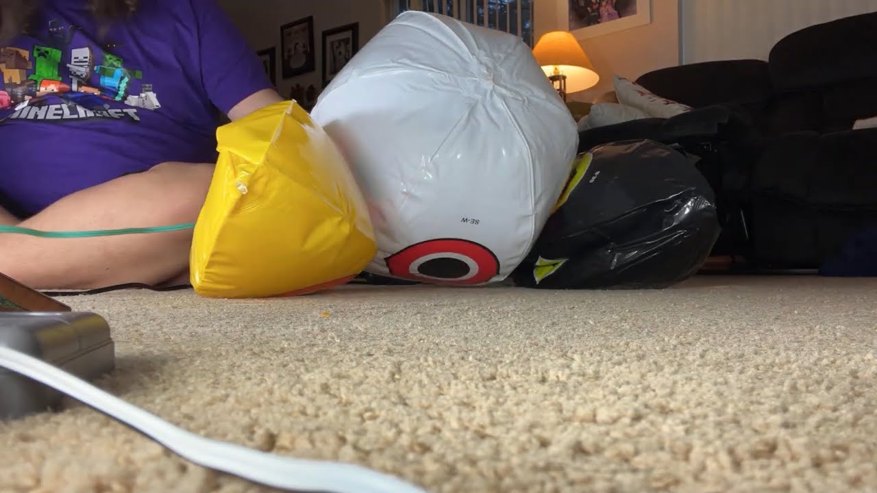 3 Scare-bird inflatable balls inflating in time lapse