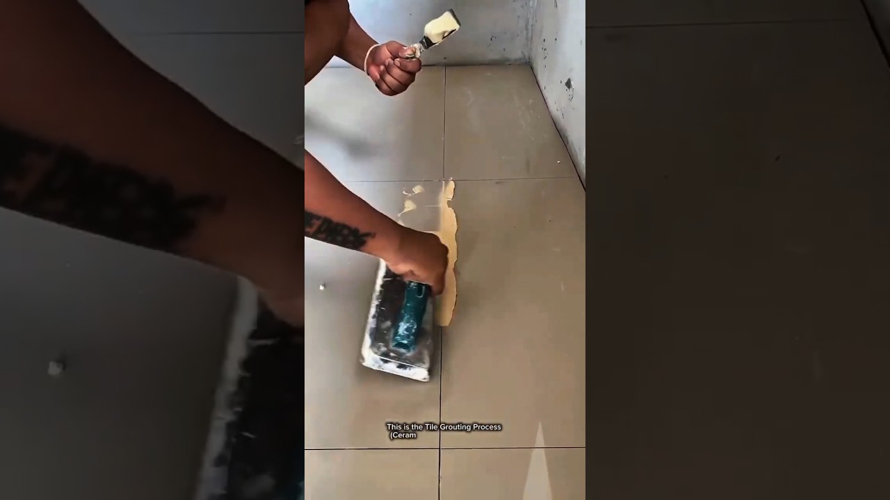Professional Tile Grouting Technique | Fast Floor Tile Joint Filling Proces Using Rubber Grout Float