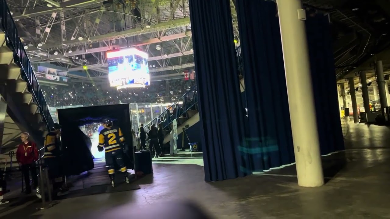 Saskatoon Blades mascot Pokecheck burns rubber onto the ice in Sasktel Centre!