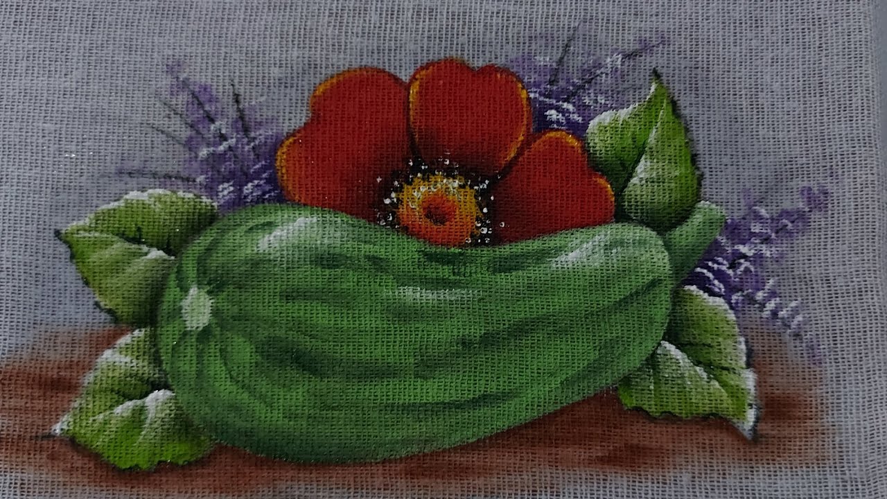 Pintura para iniciantes (abobrinha com flor do campo)