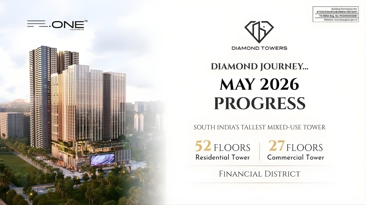 May 2026 Construction Updates | R-ONE Diamond Towers | Financial District | Real Estate #Hyderabad