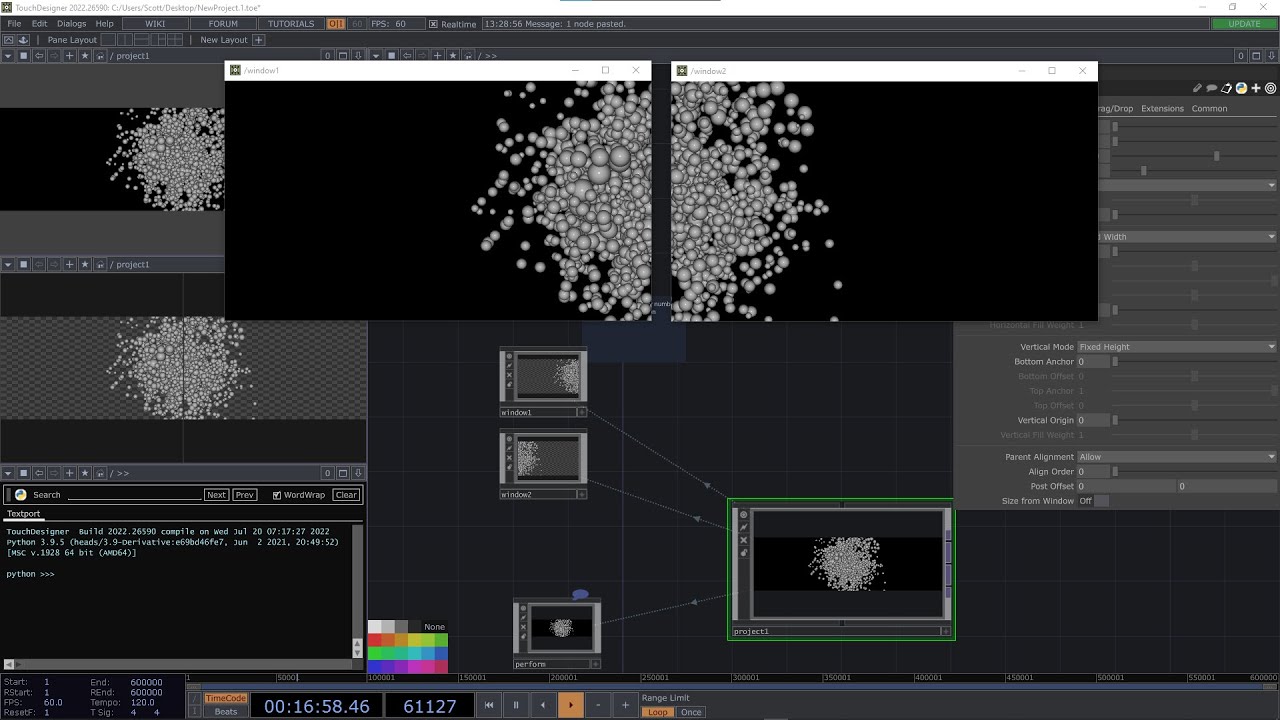 Multiple window with Window COMP in TouchDesigner