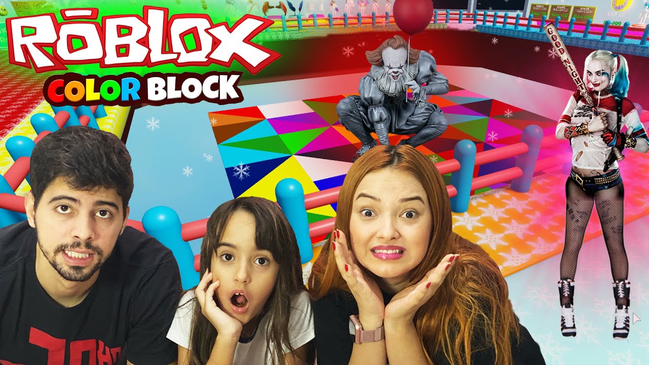 Roblox - DESAFIO DO JOGO DAS CORES VS ARLEQUINA E IT A COISA PENNYWISE (Color Block)