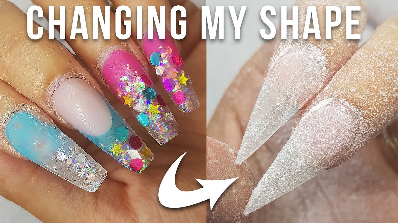 CHANGING MY NAIL SHAPRE FROM COFFIN TO STILETTO
