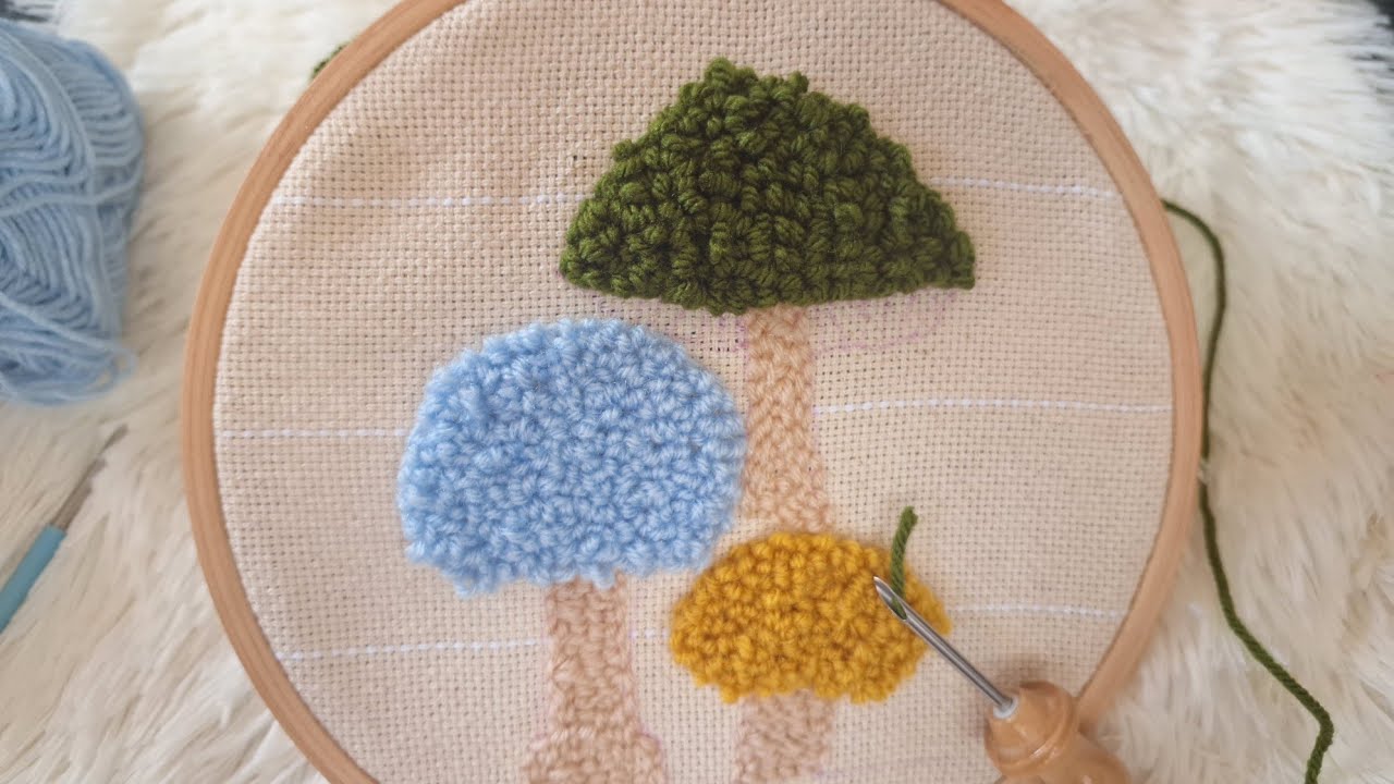 So Satisfying! Punch Needle Embroidery🌳