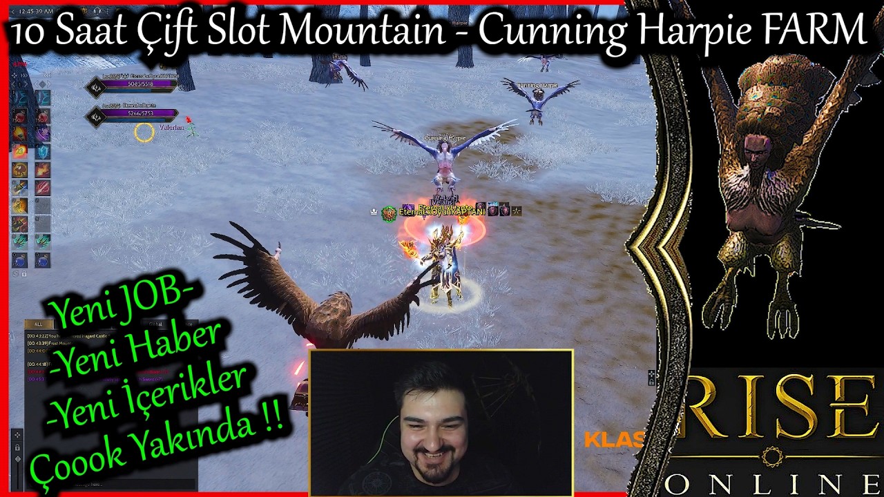 Rise Online 10 Saat ROW Mageyle Mountain Cunning Harpie Farmı & Oyun KAPTANI #riseonline