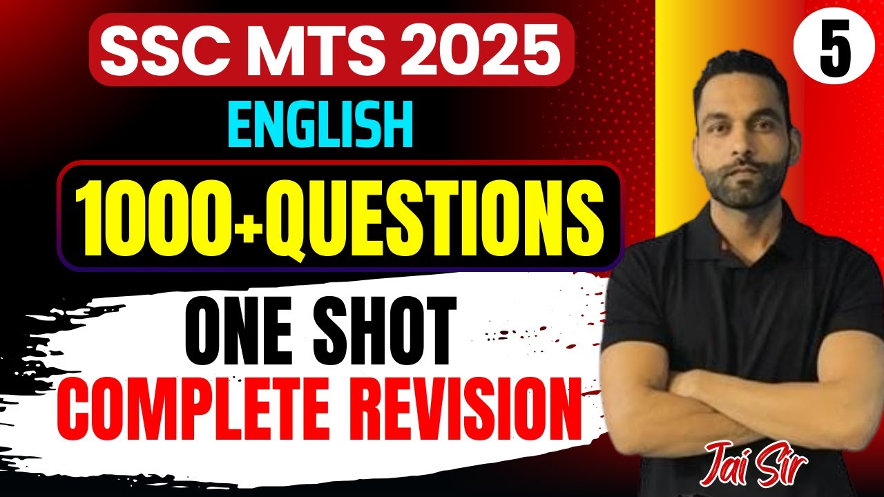SSC MTS 2025 English | 1000+ Most Important Questions | Complete Revision in One Video | Part-5