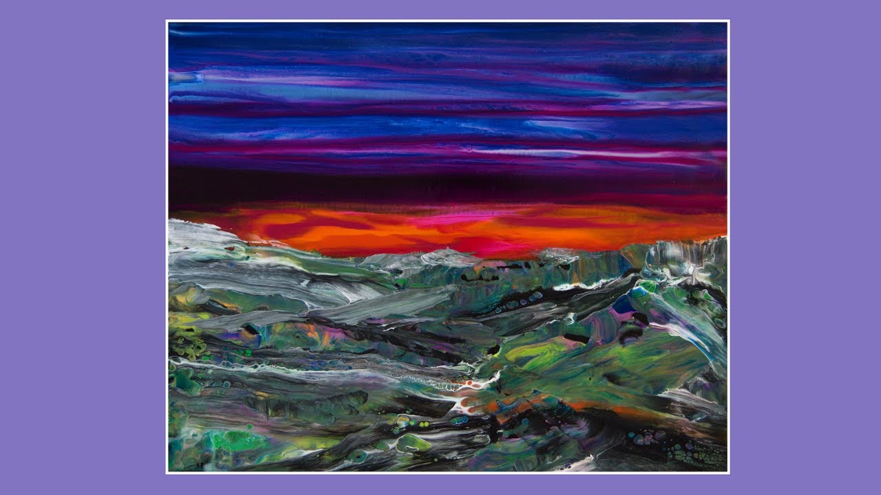 #9120A  Landscape- Aussie Floetrol Dip & Swipe Fail Save Fluid Art Acrylics 1.26.2023intuitive art