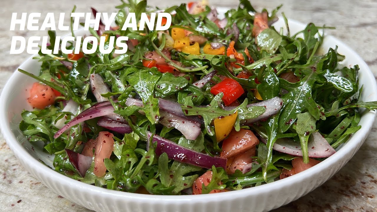 Delicious and Healthy Green Salad Recipe with Arugula, Bell Peppers, and Sumac -Super Simple Recipe