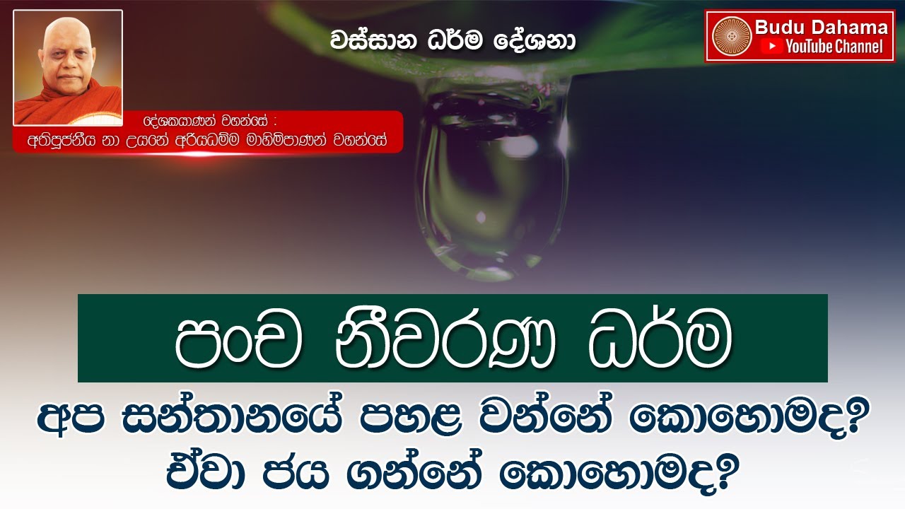 පංච නීවරණ | Pancha Neevarana | Most Ven. Na Uyane Ariyadhamma Maha Thero
