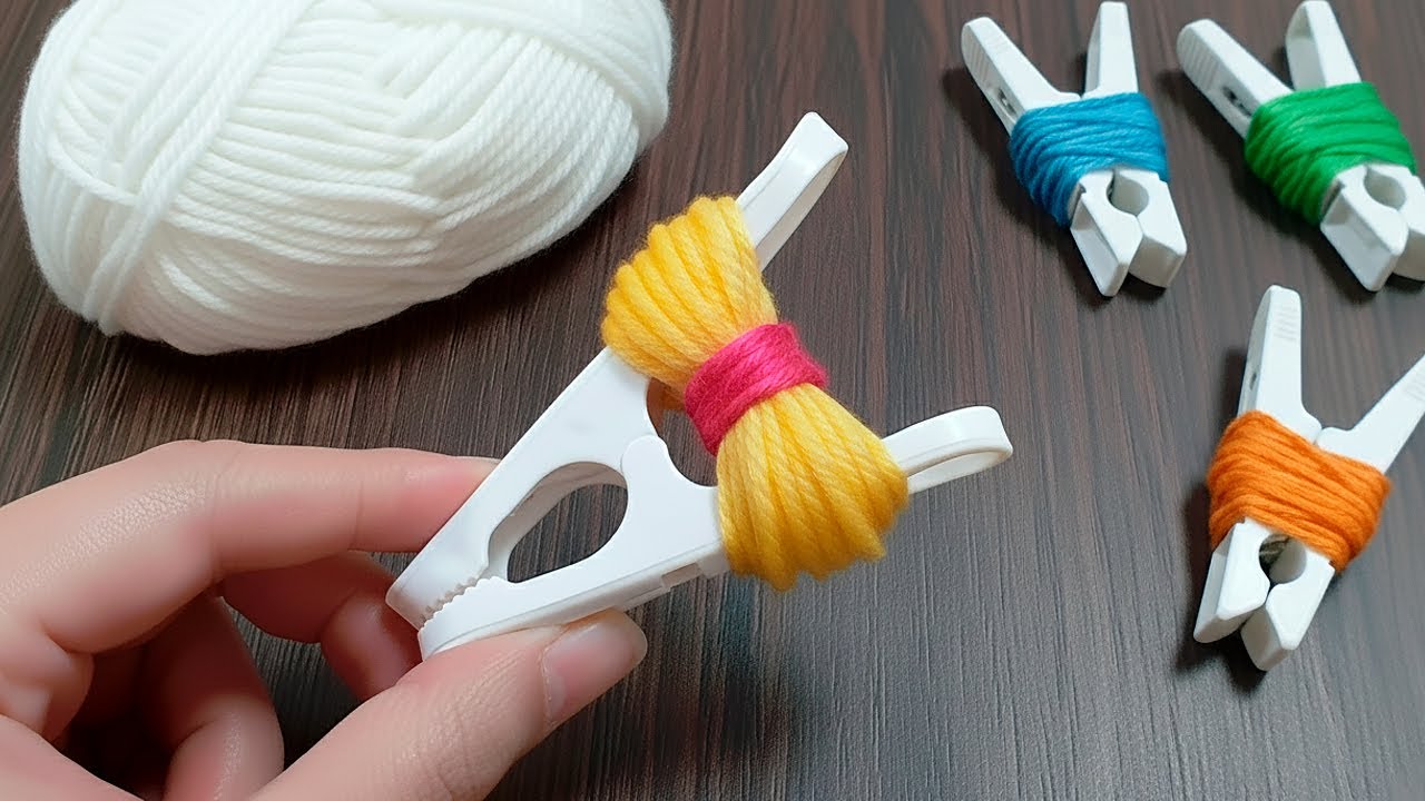 Clothespin + Yarn!😍 This is so Beautiful, I wish I'd seen it Sooner! DIY Gift IDEA!