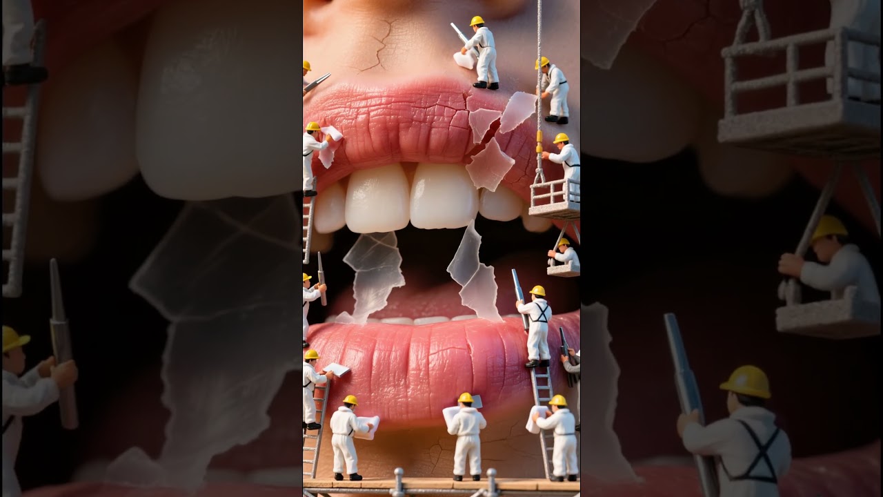TINY WORKERS ASMR Lip Peeling 💋 #shorts