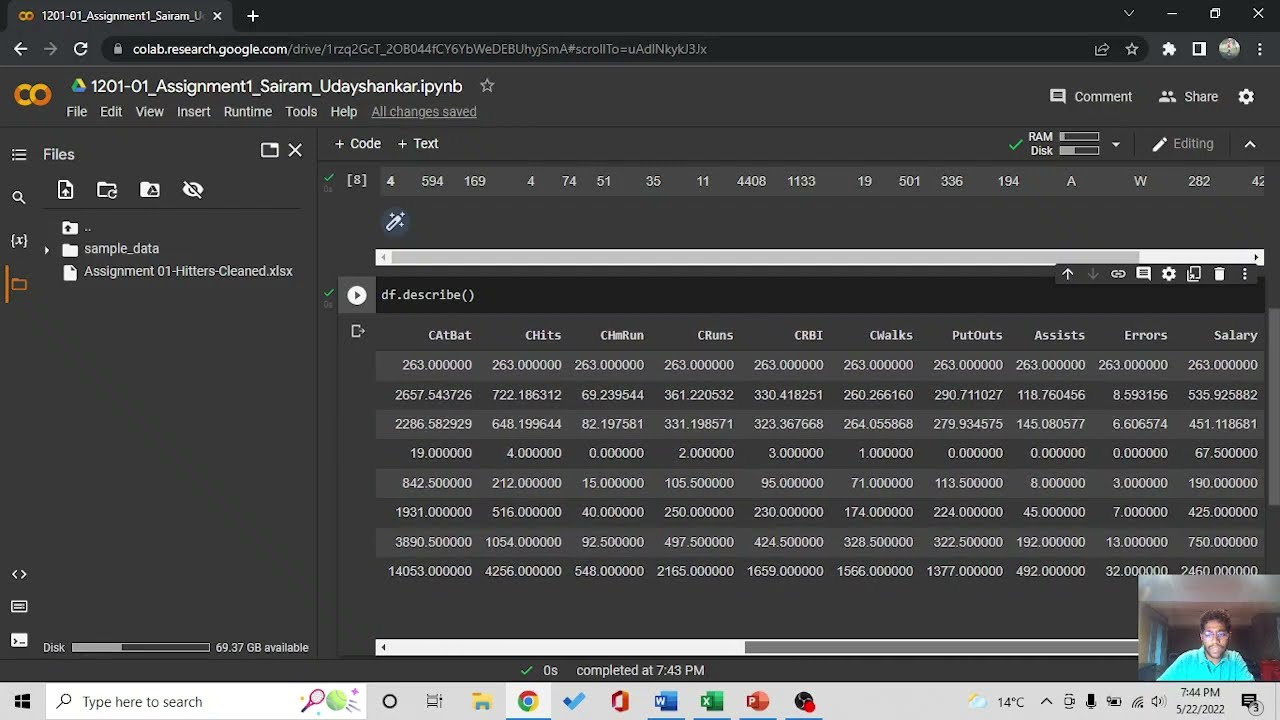 Assignment 01 - Analyze Key Statistics from Excel Data