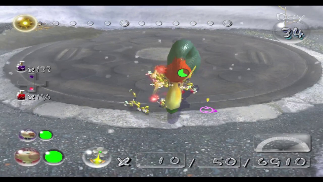 Pikmin 2 Hacking - Fighting Pileated Snagret out of caves!